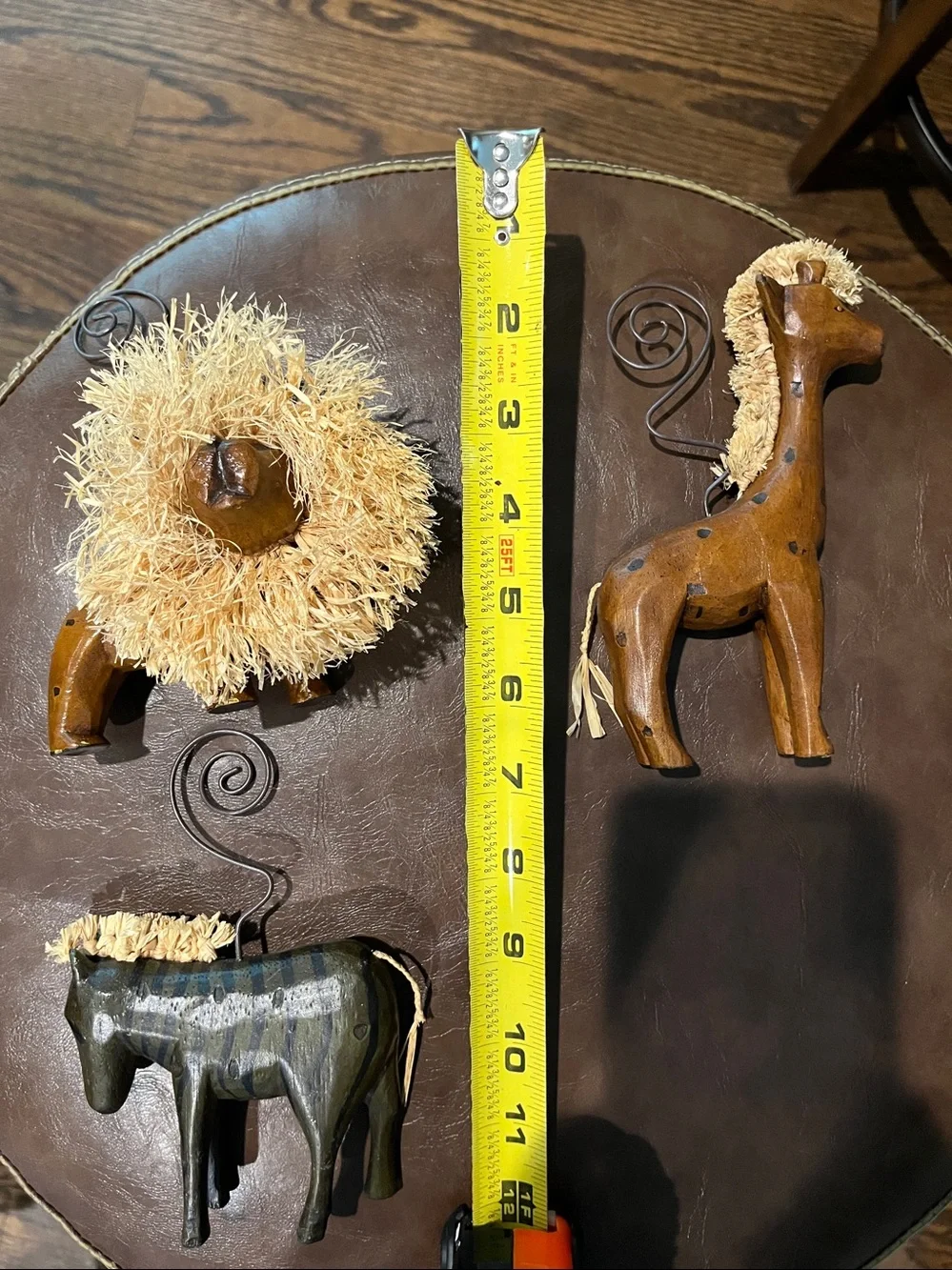 Handcrafted Wooden Safari Animal Decor Set of 3/ photo holders - Brown